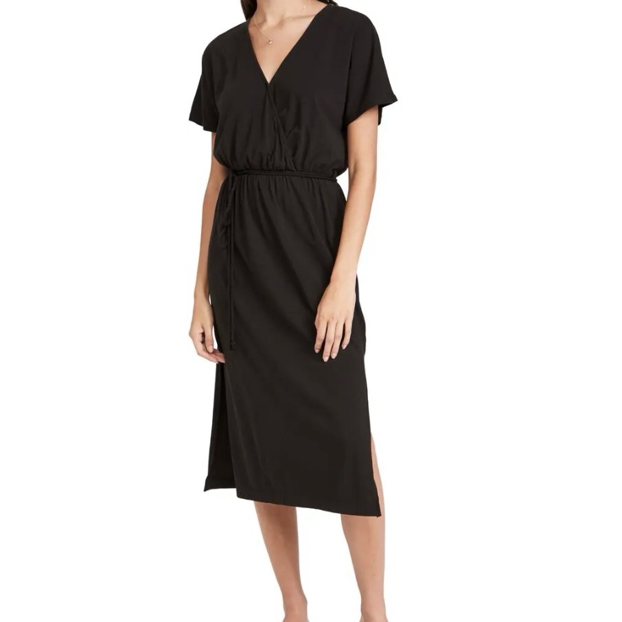 Z Supply Black Midi Wrap Dress Xs Nwt